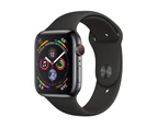 Apple Watch Series 4 (Cellular) 44mm Gray Stainless Steel Black Band - Refurbished Grade A