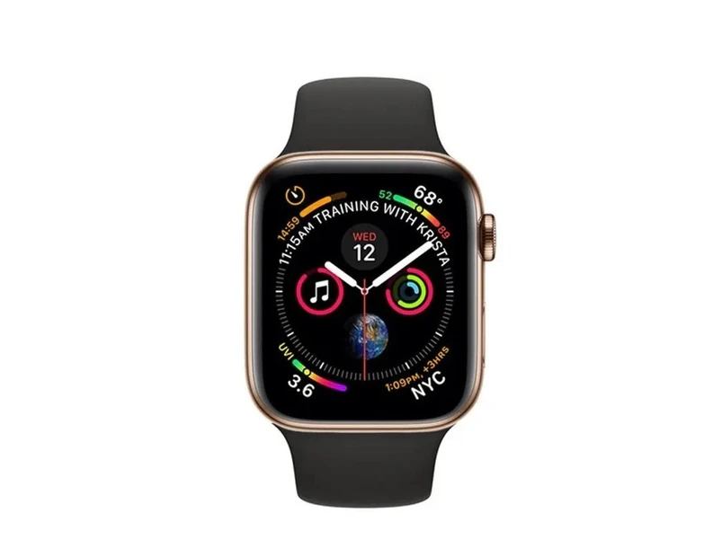 Apple Watch Series 4 (Cellular) 44mm Gold Stainless Steel Black Band - Refurbished Grade A