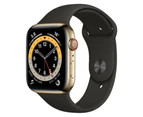 Apple Watch Series 6 (Cellular) 40mm Gold Stainless Steel Black Band - Refurbished Grade B