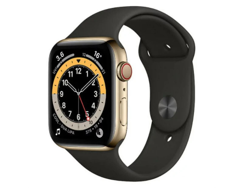Apple Watch Series 6 (Cellular) 40mm Gold Stainless Steel Black Band - Refurbished Grade B