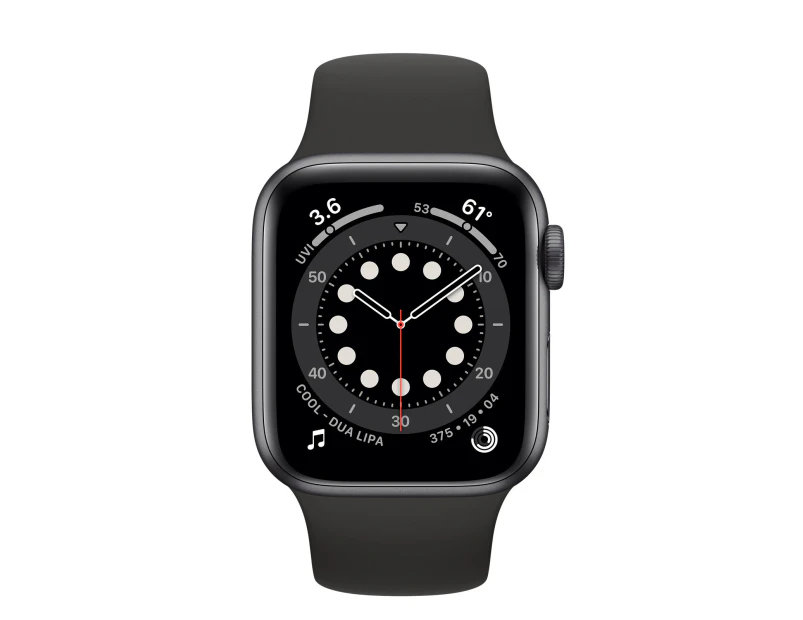 Apple Watch Series 6 (Cellular) 44mm Gray Aluminium Case Black Band - Refurbished Grade B