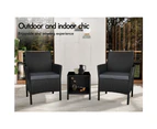 ALFORDSON Outdoor Furniture Wicker Bistro 3PCS Set Patio Chairs Table Black