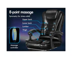 ALFORDSON Massage Office Chair Heated Seat Executive PU Leather Black