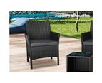 ALFORDSON Outdoor Furniture Wicker Bistro 3PCS Set Patio Chairs Table Black