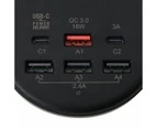 45W Wall Charger 6 Port USB and USB-C - Anko - Black