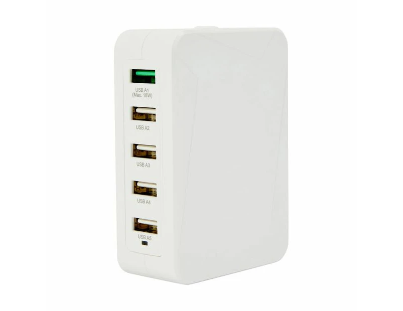 5 Port USB Charger with Travel Plug - Anko