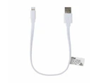 Short Noodle USB to Lightning Cable, 0.22m - Anko - White