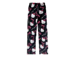 Women Flannel Fleece Warm Pyjama Pajama Pants Sleepwear Trousers Kawaii Hello Kitty Cartoon Print - Black&Pink