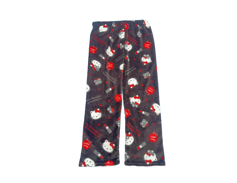 Women Kitty Melody Kuromi Plush Flannel Sleepwear Pyjamas Pants - Red