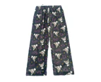 Women Hello Kitty My Melody Kuromi Printed Soft Flannel Nightwear Bottoms Pyjama Pajama Pants Trousers - Dark Gray