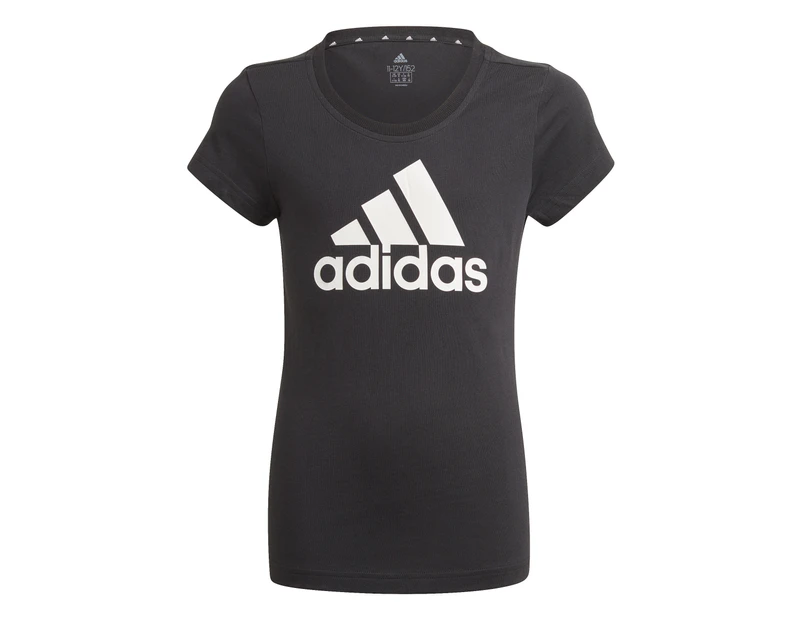 Adidas Girls' Essentials Logo Tee / T-Shirt / Tshirt - Black/White