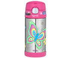Thermos 355mL Funtainer Stainless Steel Water Bottle w/ Straw - Dot Butterfly