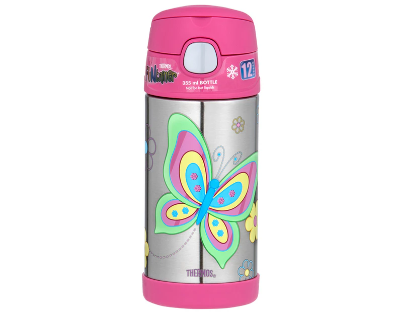 Thermos 355mL Funtainer Stainless Steel Water Bottle w/ Straw - Dot Butterfly
