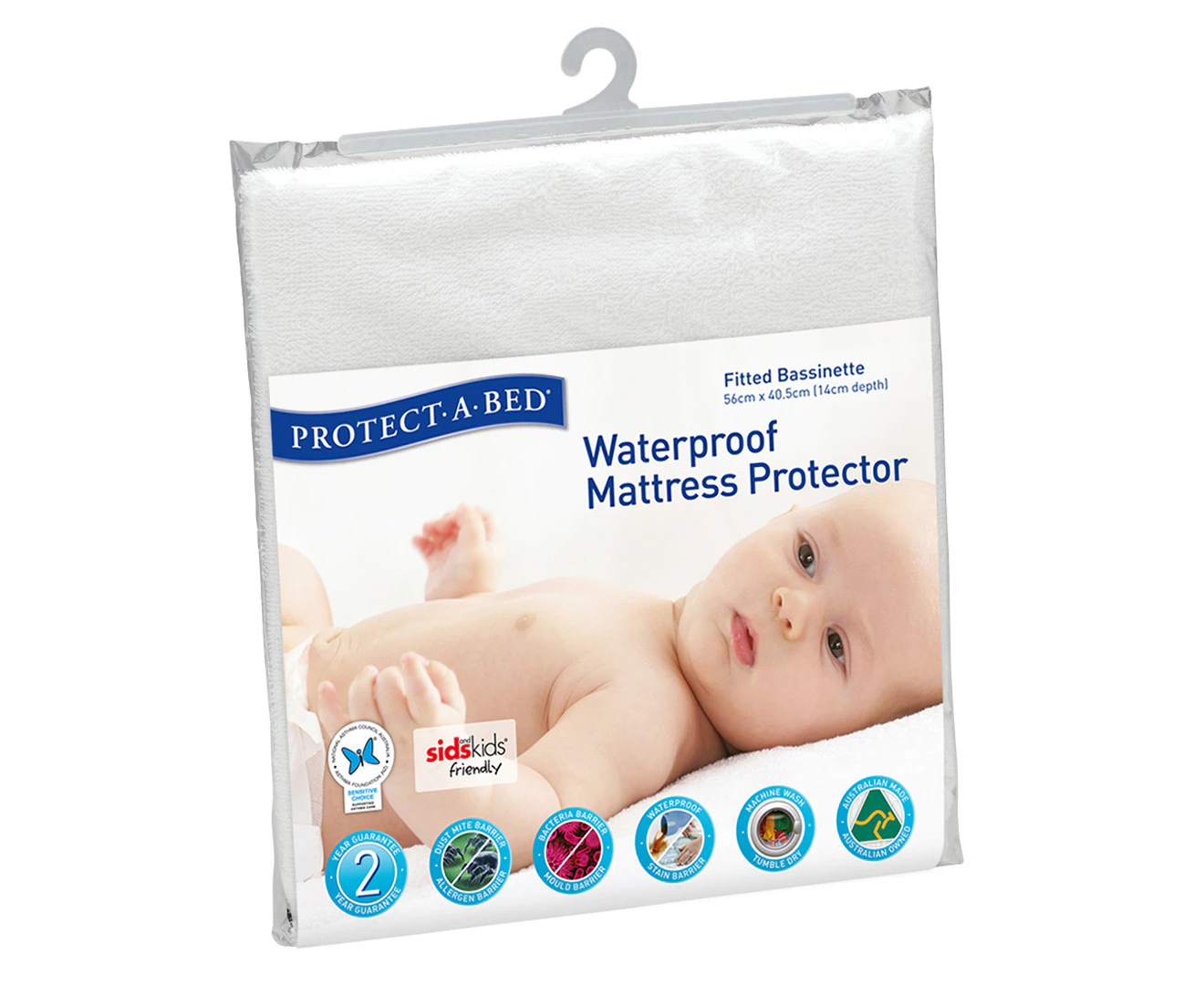 Protect-A-Bed Fitted Bassinet Bassinette Waterproof Mattress Protector - White