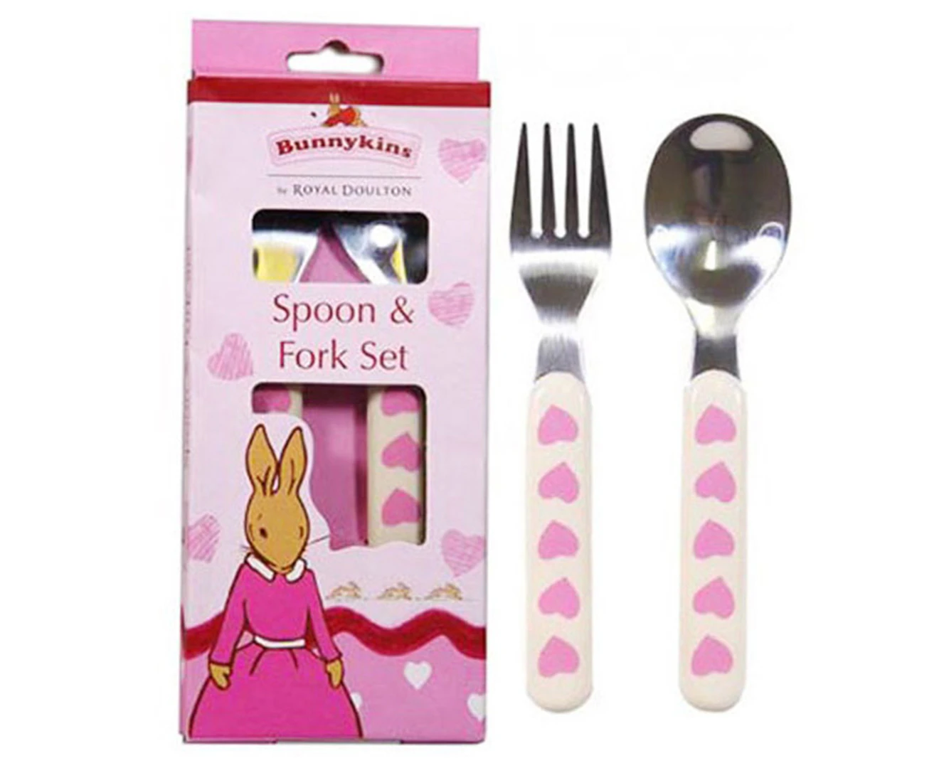 2pc Bunnykins Kids Spoon/Fork Cutlery Utensil Set 18m+ Playing Sweethearts Pink