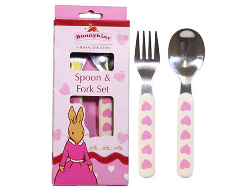 Royal Doulton Bunnykins Spoon and Fork - Sweethearts Design