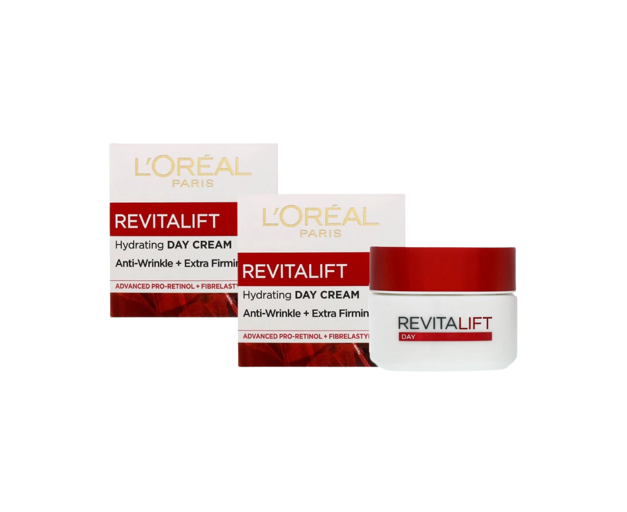 2 x L'Oreal Paris Revitalift Anti-Wrinkle + Extra Firming Day Cream 50mL