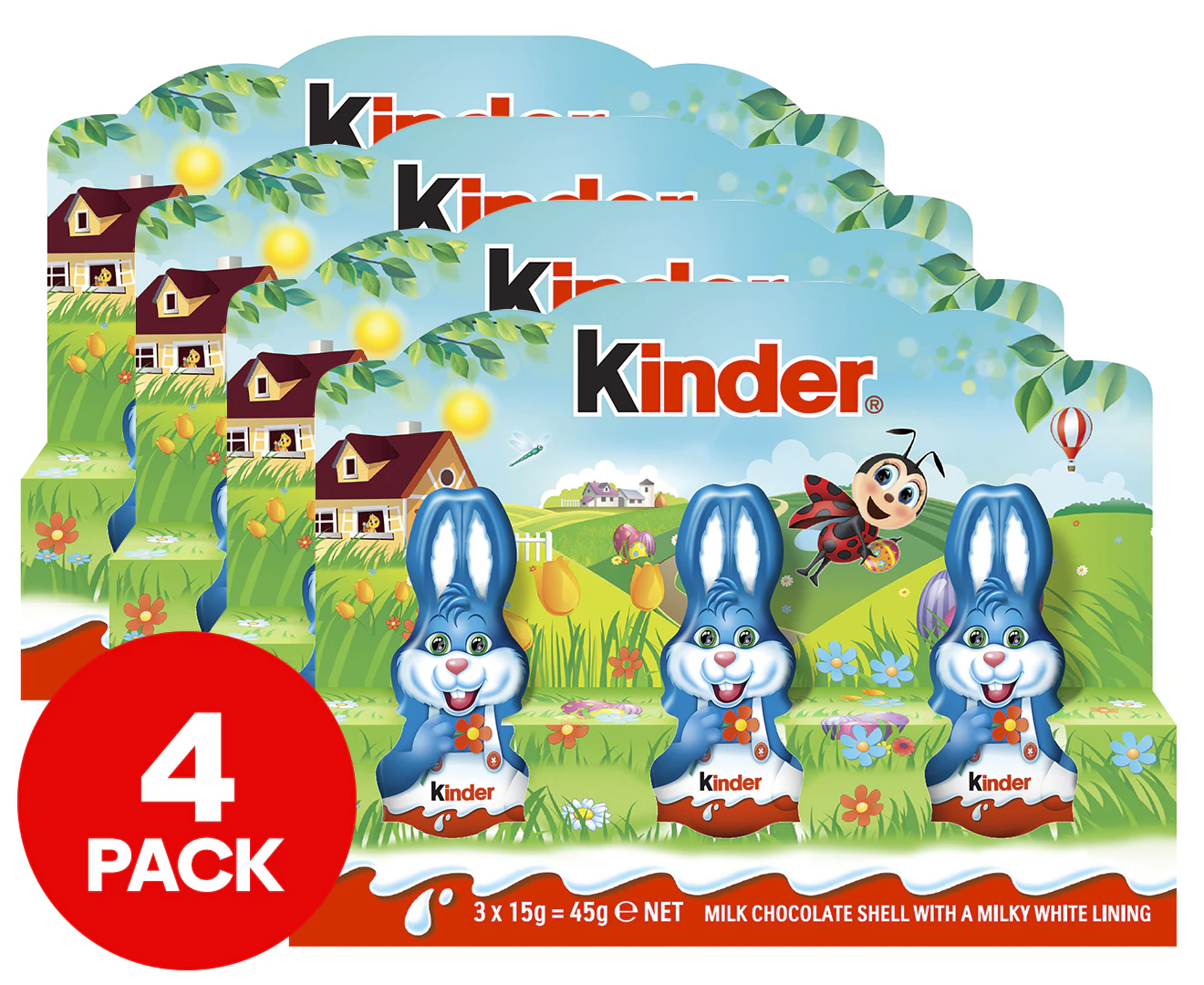 4 x 3pk Kinder Easter Bunny Milk Chocolate