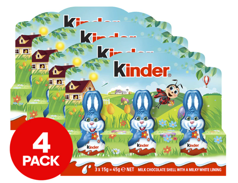 4 x 3pk Kinder Easter Bunny Milk Chocolate