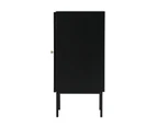 Oikiture Storage Cabinet Floor Cupboard Slim Tempered Glass Door Black