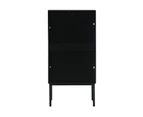 Oikiture Storage Cabinet Floor Cupboard Slim Tempered Glass Door Black