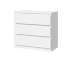 Oikiture 3 Chest of Drawers Lowboy Dresser Table Storage Cabinet Bedroom White