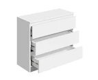 Oikiture 3 Chest of Drawers Lowboy Dresser Table Storage Cabinet Bedroom White