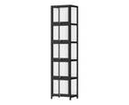 Oikiture Display Cabinet Slim Storage 5-Tier Shelves Clear Bookcase Rack Black