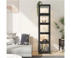 Oikiture Display Cabinet Slim Storage 5-Tier Shelves Clear Bookcase Rack Black