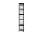 Oikiture Display Cabinet Slim Storage 5-Tier Shelves Clear Bookcase Rack Black