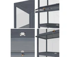 Oikiture Display Cabinet Storage 5-Tier Shelves Clear Bookcase Stand Rack Grey