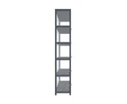 Oikiture Display Cabinet Storage 5-Tier Shelves Clear Bookcase Stand Rack Grey