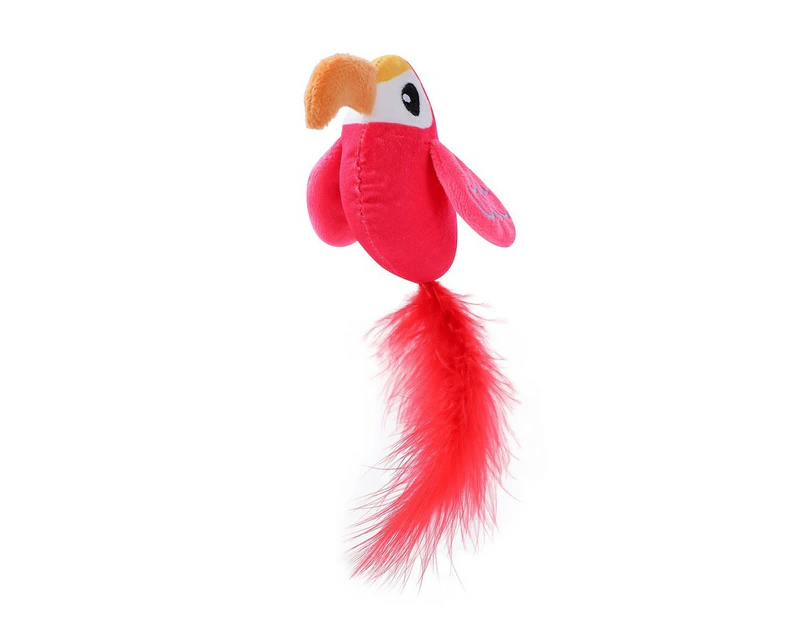 12 x PLUSH BIRD w/ FEATHER TAIL CATS TOYS Interactive Chaser Teaser Play Kitten Toy Exercise Play Bonding Mental Stimulation Prevent Boredom