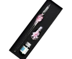 Crystal Flower Glass Dipping Dip Pen Writing Set Gift Pack Fountain Calligraphy - Yellow