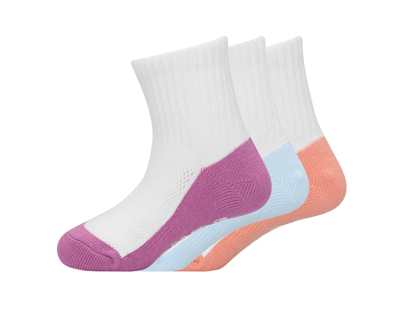 Bonds Baby/Toddler Lightweight Quarter Crew Sock 3-Pack - White/Pink/Blue/Orange