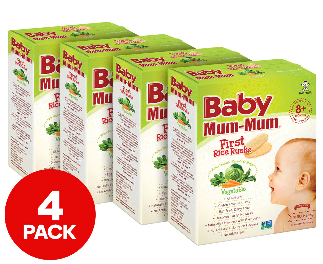 4 x Baby Mum-Mum First Rice Rusks Vegetable 36g