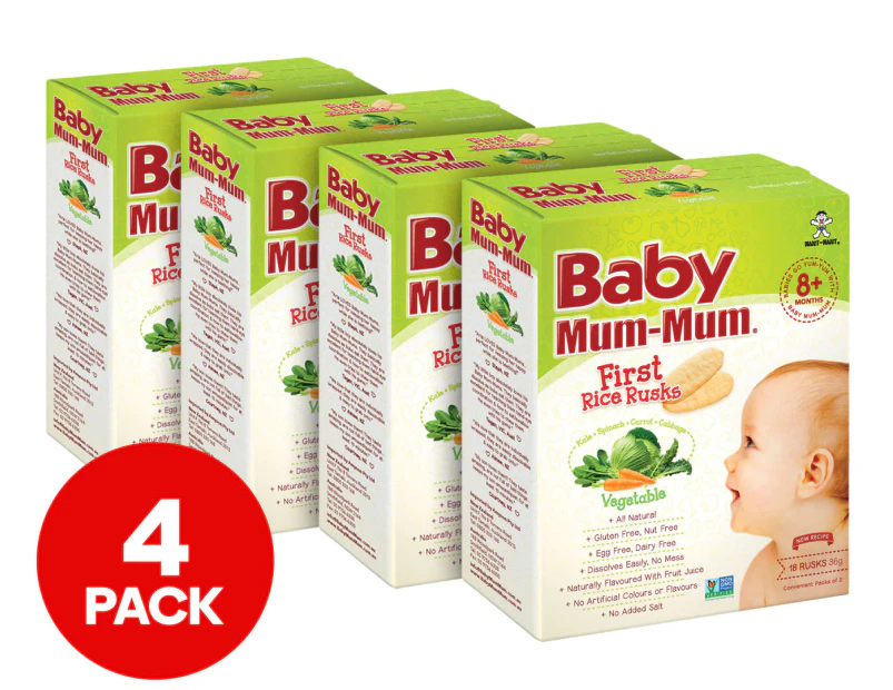 4 x Baby Mum-Mum First Rice Rusks Vegetable 36g