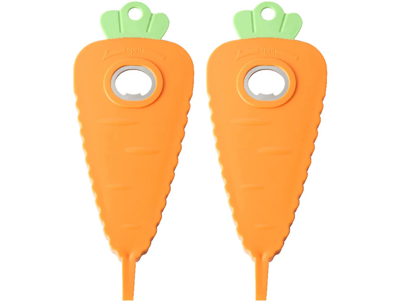 2Pcs Multifunctional Beer Bottle Opener Radish Carrot Shape Strong Magnetic Anti-slip Heavy Duty Pull-tab Can Lid Manual Opening Tool Kitchen Supplies - Orange