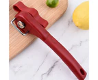 Can Opener Side Opening Manual Opener Ergonomic Handle Stainless Steel Lid Opener for Home Kitchen Bar - Red