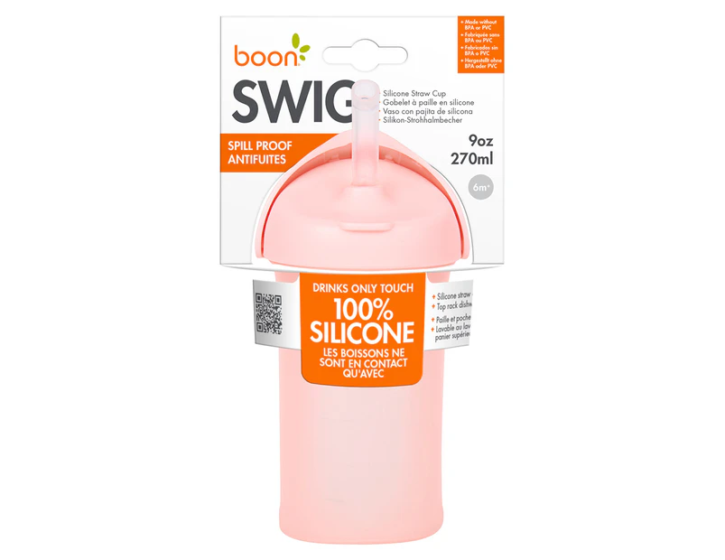 Boon 270mL Swig Straw Cup - Pink