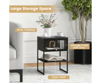 Giantex 3-Tier Modern Nightstand Sofa Side Table End Table w/ Flip up Door Bedroom Living Room, Black