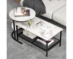 Giantex 2PCS Nesting Coffee Table Round End Table & Rectangular Table Set w/Faux Marble Tabletop Sofa Side Table, Black