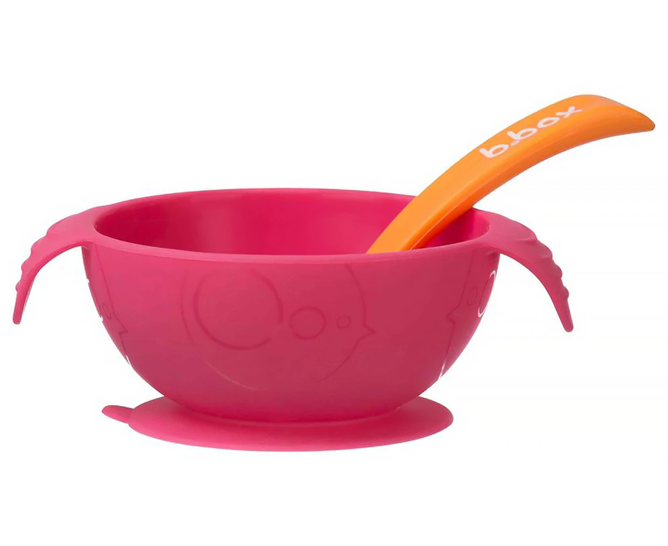 b.box Silicone First Feeding Bowl & Spoon Set - Strawberry Shake