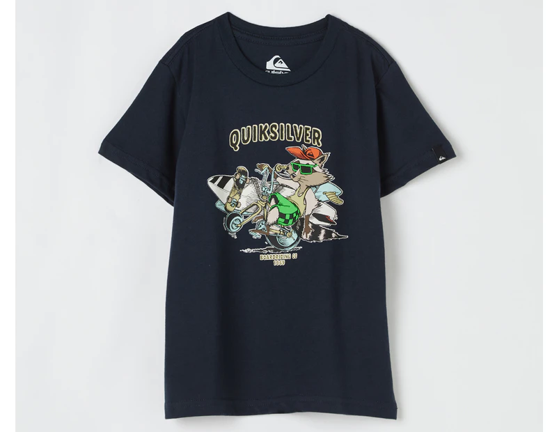 Quiksilver Boys' Racoon Style Tee / T-Shirt / Tshirt - Navy Blaze