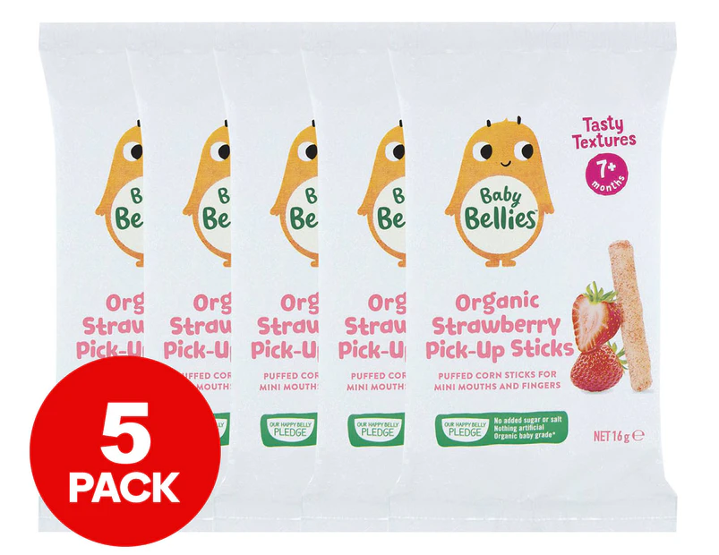 Baby Bellies Organic Pick Up Sticks Strawberry 16g 5pk