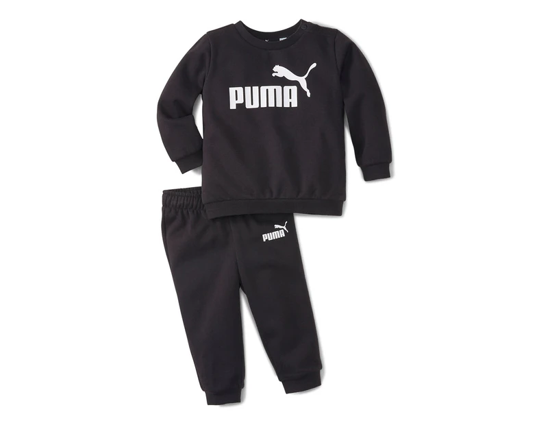 Puma 2-Piece Baby Minicats Essentials Crew & Trackpants Set - Cotton Blk