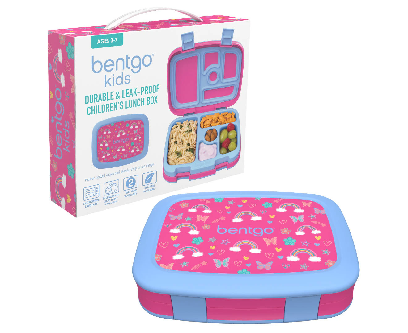 Bentgo Kids' Print Leak Proof Bento Lunch Box - Rainbows & Butterflies