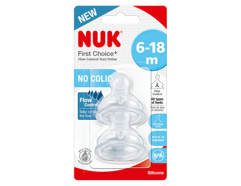 NUK 6-18 Months First Choice+ Flow Control Teat 2-Pack
