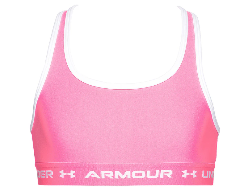 Under Armour Girls' Crossback Sport Bra - Pink Punk/White