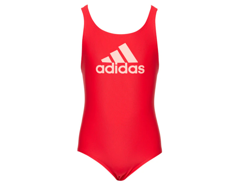 Adidas Girls' Badge of Sport One Piece Swimsuit - Vivid Red/Acid Red